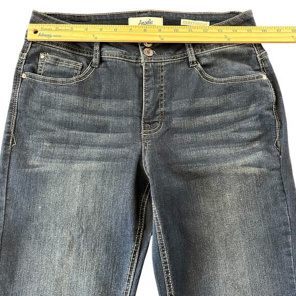 Angels Forever Young Jeans Women Sze 10 Blue Curvy Bootcut Stone Dark Wash Denim - Picture 10 of 12